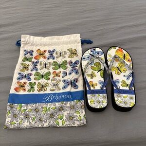 NWOT - Brighton Butterfly Sandals with Floral Bag